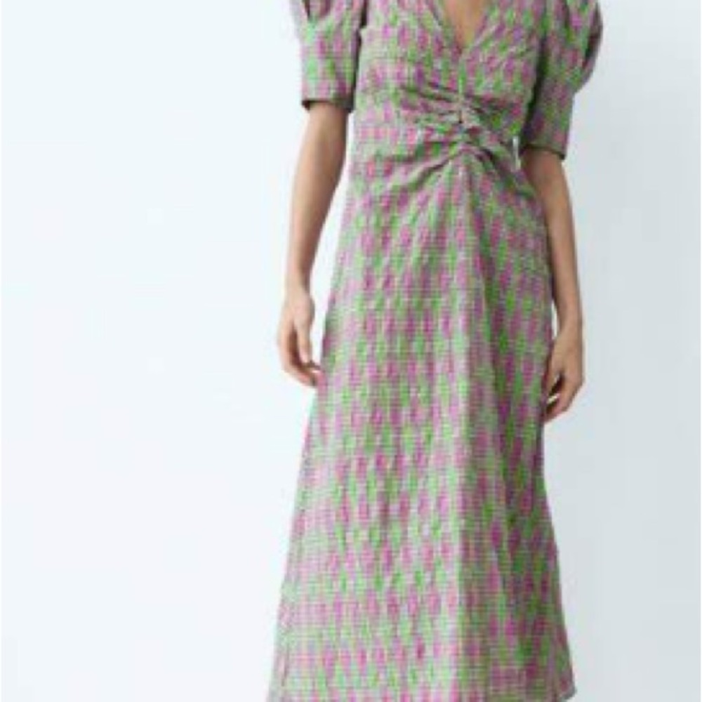 Zara Lavender and Mint Green Midi Dress - Picture 4 of 9